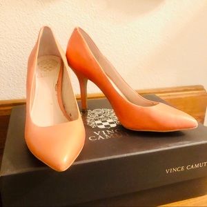 Vince Camuto coral leather pumps